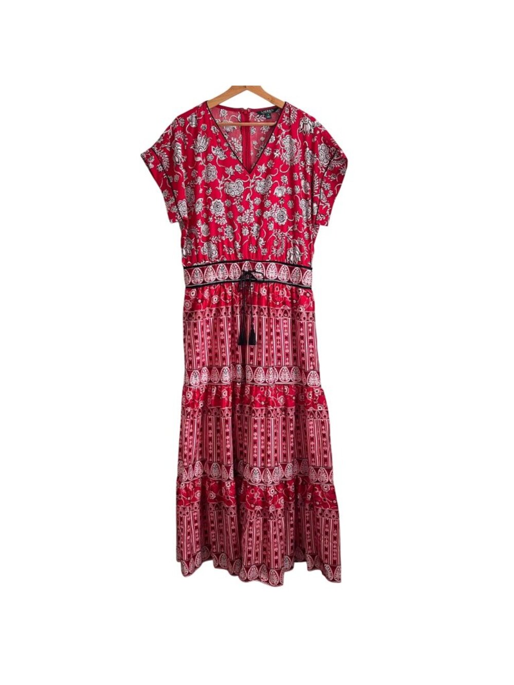 Lauren Ralph Lauren Women Floral Maxi Dress Size 8 Cottagecore Bandana Print